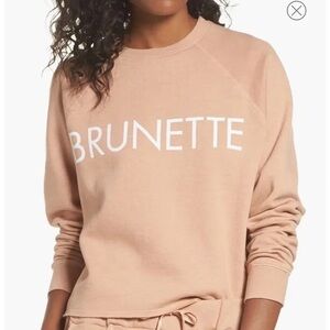Brunette the Label, Size S/M, "BRUNETTE" graphic crew neck sweater